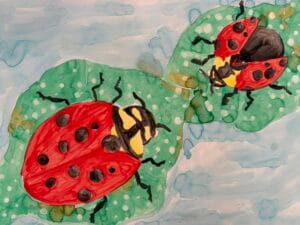Art Ladybugs on the Leaves